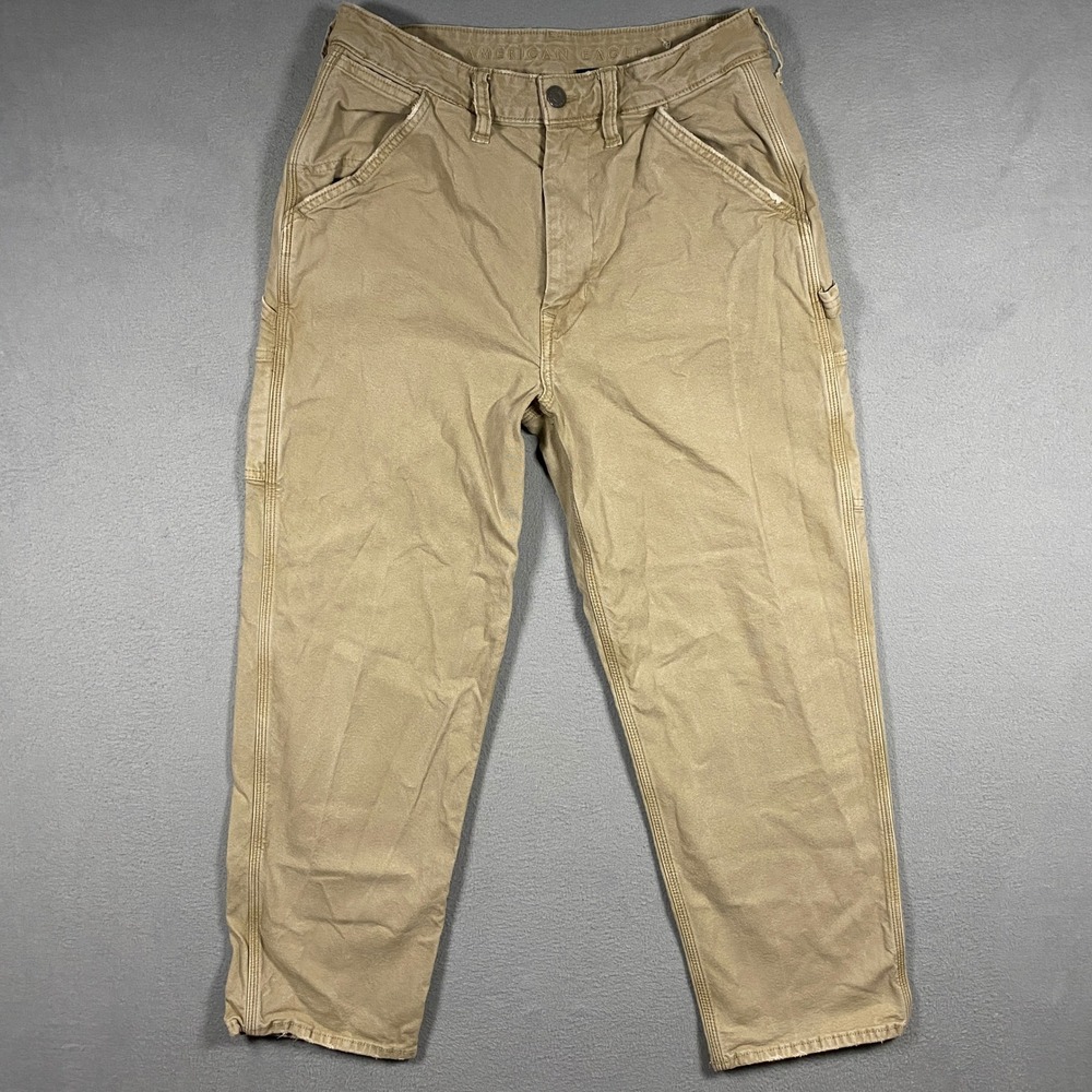 American Eagle Carpenter Pant Mens 29x30 (measures 26L) Tan Flex Canvas Utility